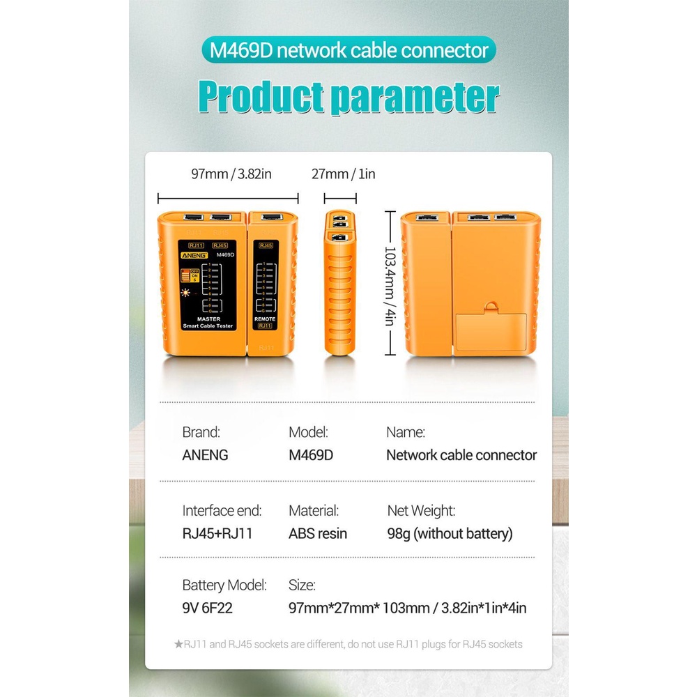 POPULAR Populer Kabel lan tester ANENG M469D RJ45 RJ11 RJ12 CAT5 UTP Alat Jaringan Tes Jalur Telepon