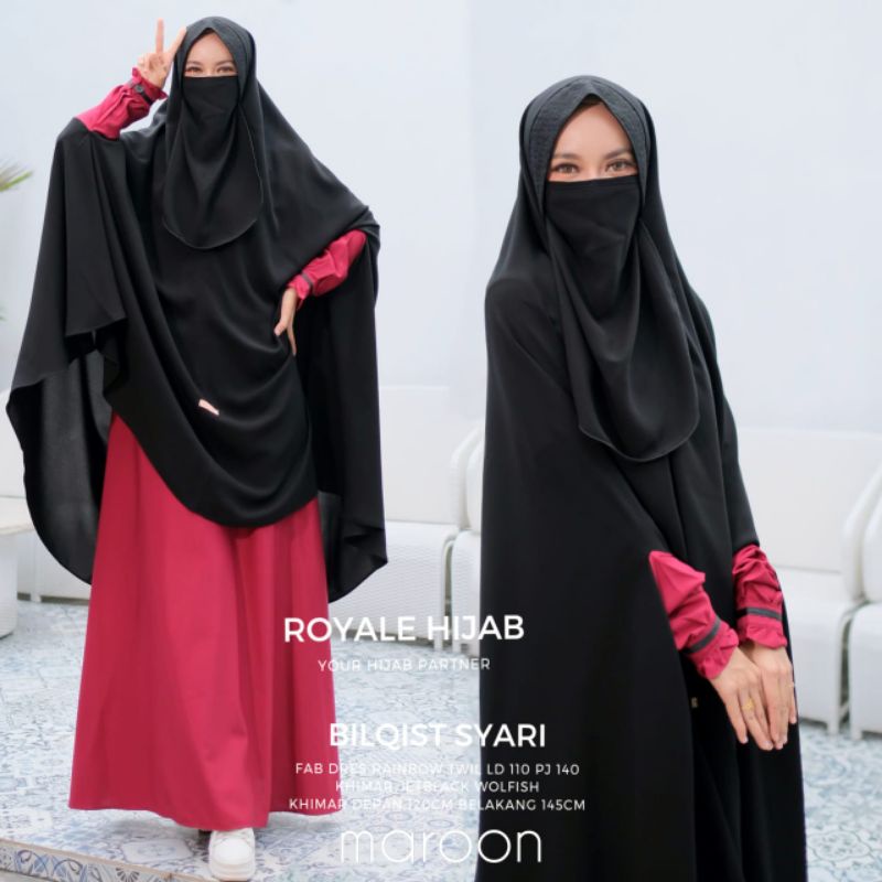 Gamis Bilqis Syari Gamis Set Khimar Free Cadar Gamis Set Rainbow Twill LD 110 PB 140 By Royale Hijab