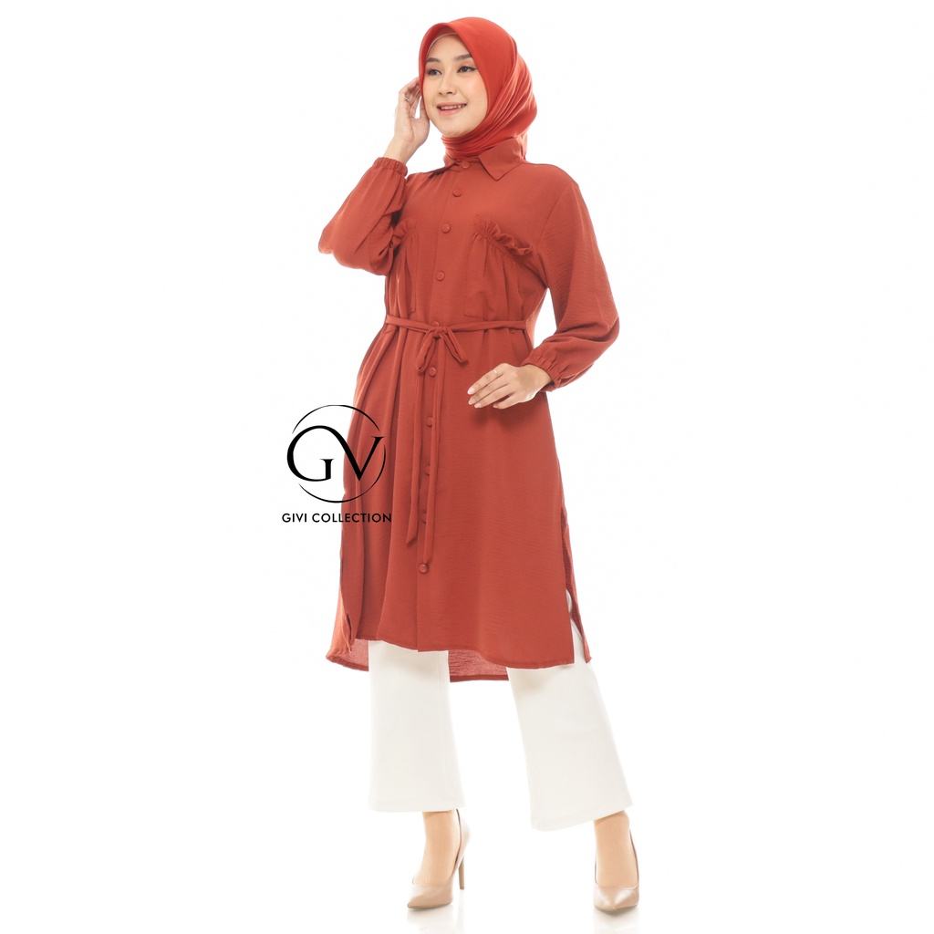 Nindy Cringkel tunik | tunik crinkle | dress kemeja tunik