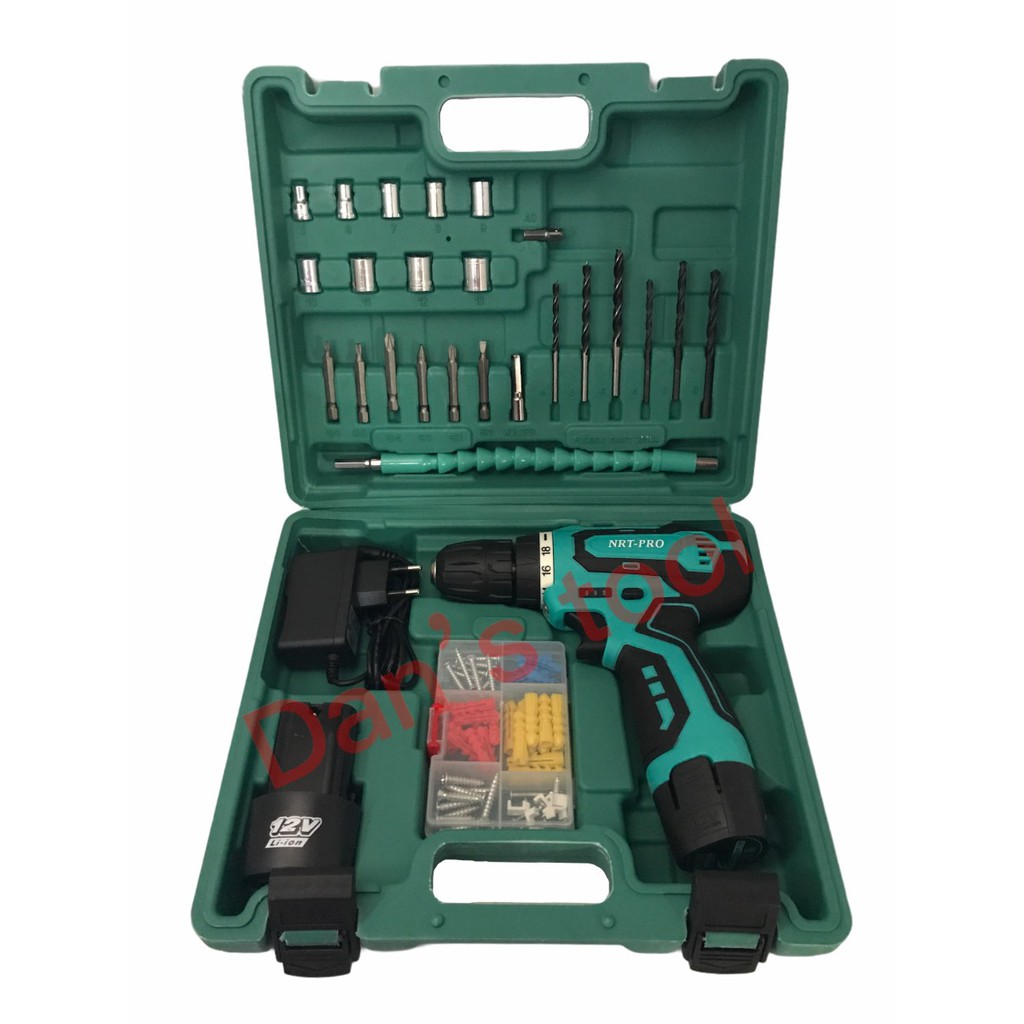 cordless drill 12 volt   mesin bor baterai set