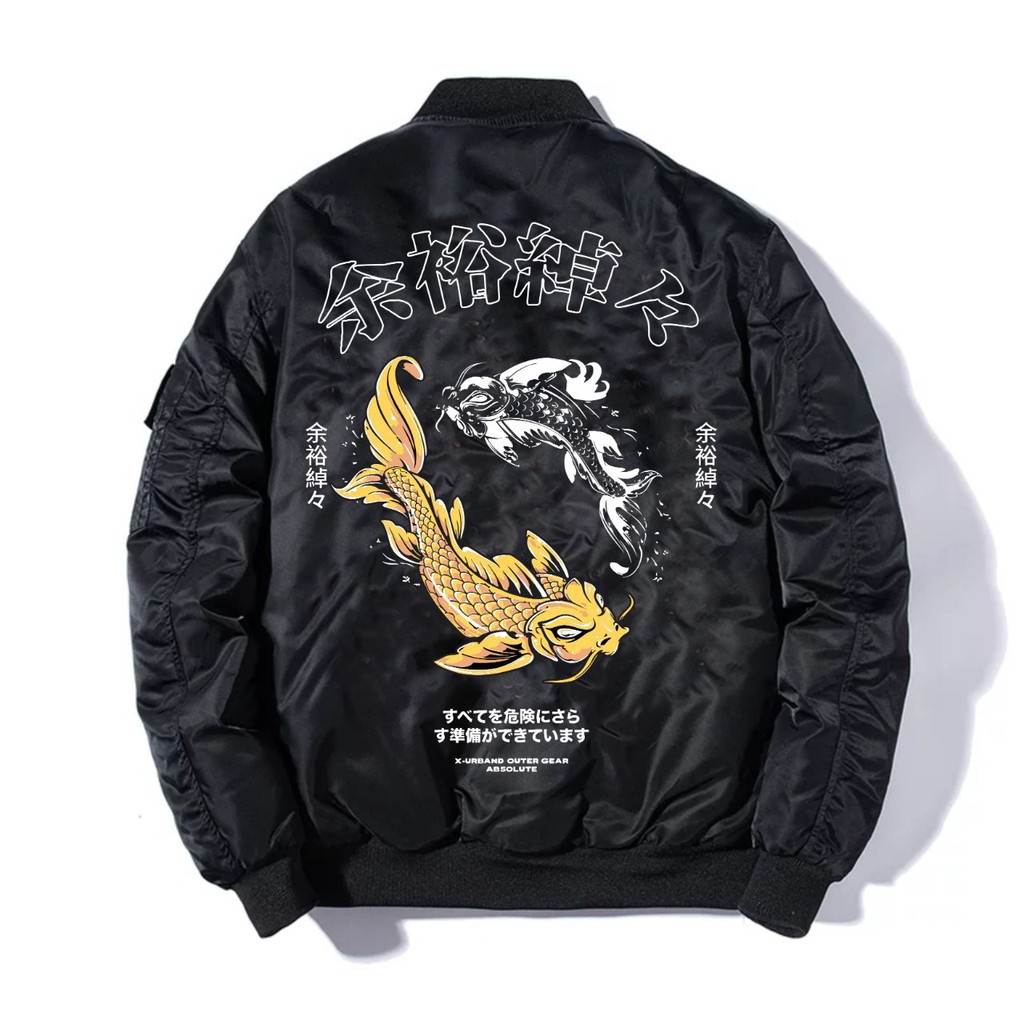 Jaket Bomber Sukajan Fish Koi Pria