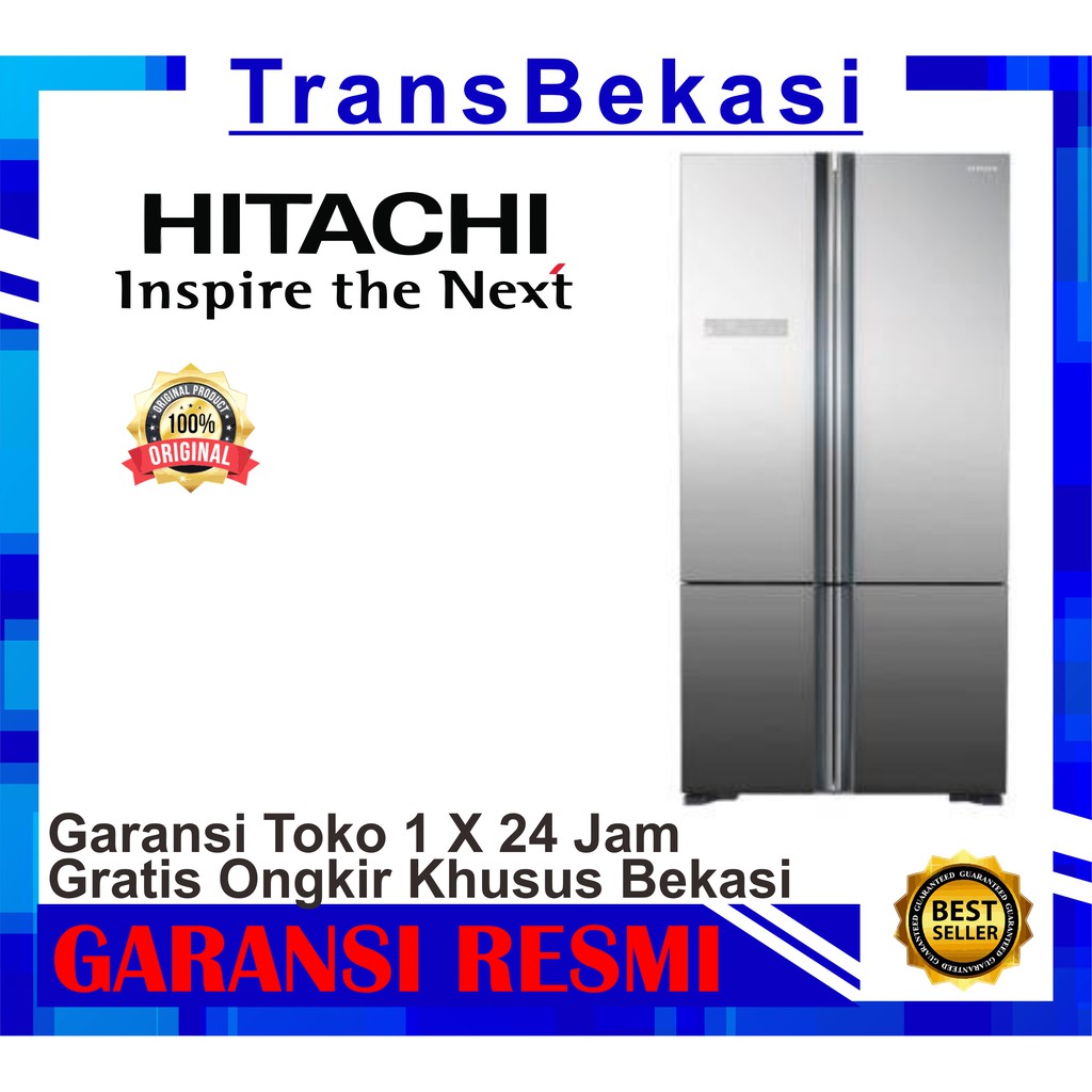 KULKAS 4 PINTU SIDE BY SIDE HITACHI R-WB80PGD5 MIR ( MIRROR ) khusus bekasi free ongkir