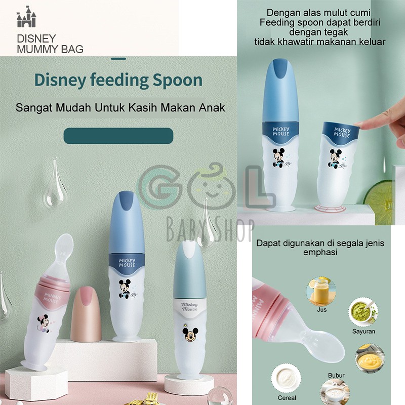 Sendok Botol Makan Bayi MPASI disney Botol Silicone Baby Feeding Spoon