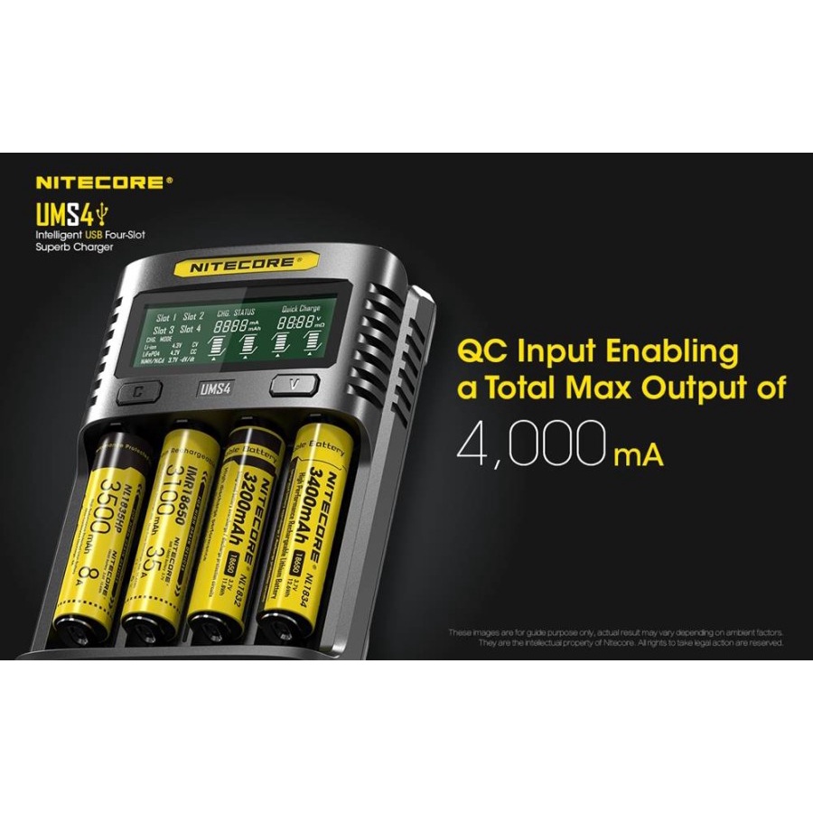 Nitecore UMS4 Intelligent USB Charger Baterai 4 Slot - Authentic