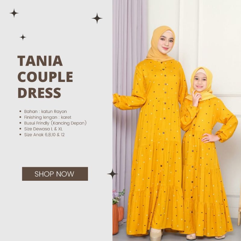 Gamis Couple Mom and Kids Homey Dress Dewasa Gamis Anak Polka Tania Bahan Katun Rayon premium Nyaman Dipakai | Bisa Cod