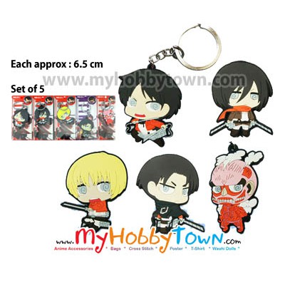 Gantungan Kunci Anime Shingeki No Kyojin / Attack On Titan Set Of 5