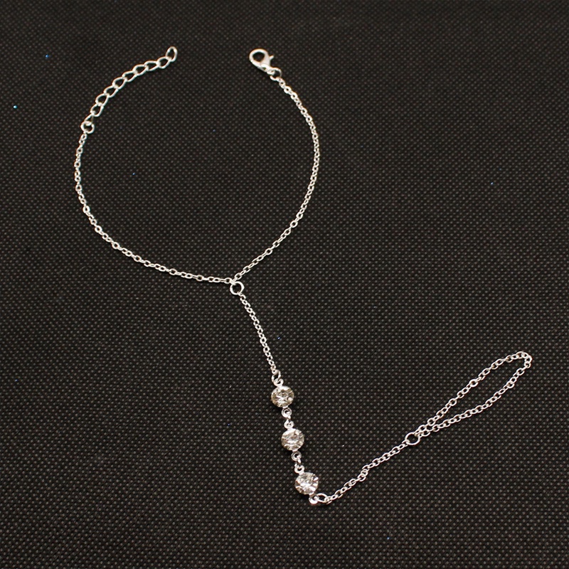 Gelang Rantai Sambung Cincin Hias Kristalberlian Imitasi Gaya Vintagebohomewah Untuk Wanita