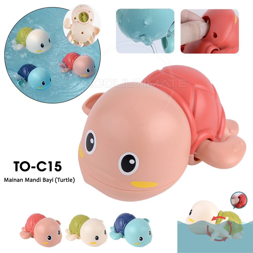 Mainan Mandi Anak Bayi Bentuk Kura-kura Berenang TO-C15 Mainan Mandi Penyu Kecil Berenang dalam Air-PINK