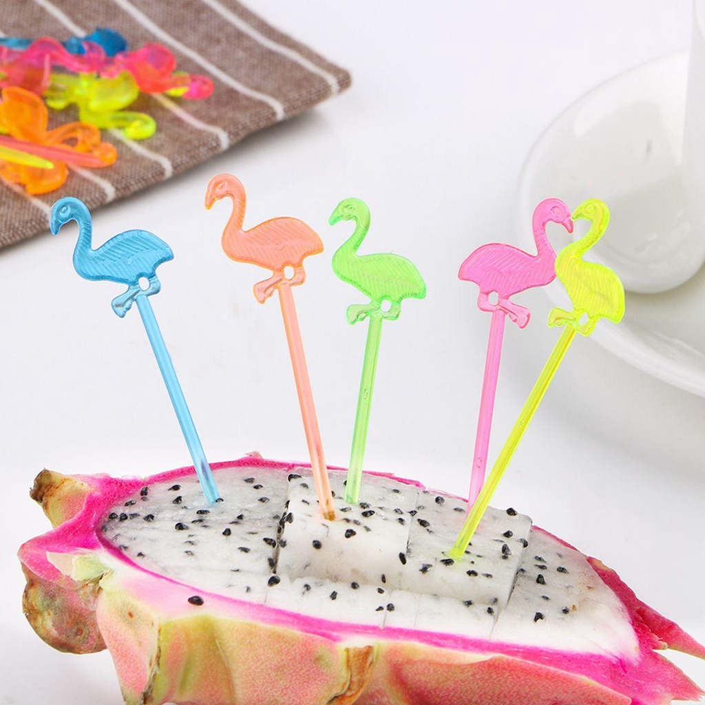 50 Pcs Tusuk Gigi Desain Flamingo Warna-Warni Untuk Dekorasi Pesta Cocktail