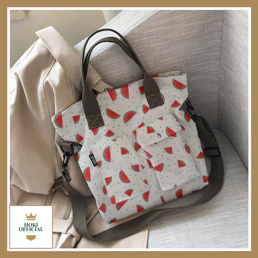 [COD] Tas Selempang Wanita Bahan Nilon Warna Putih Hitam Polos Ada Slot Laptop 16 Inch Tas Bahu Wanita Gaya Korea Trendy Stylish HokiOfficial