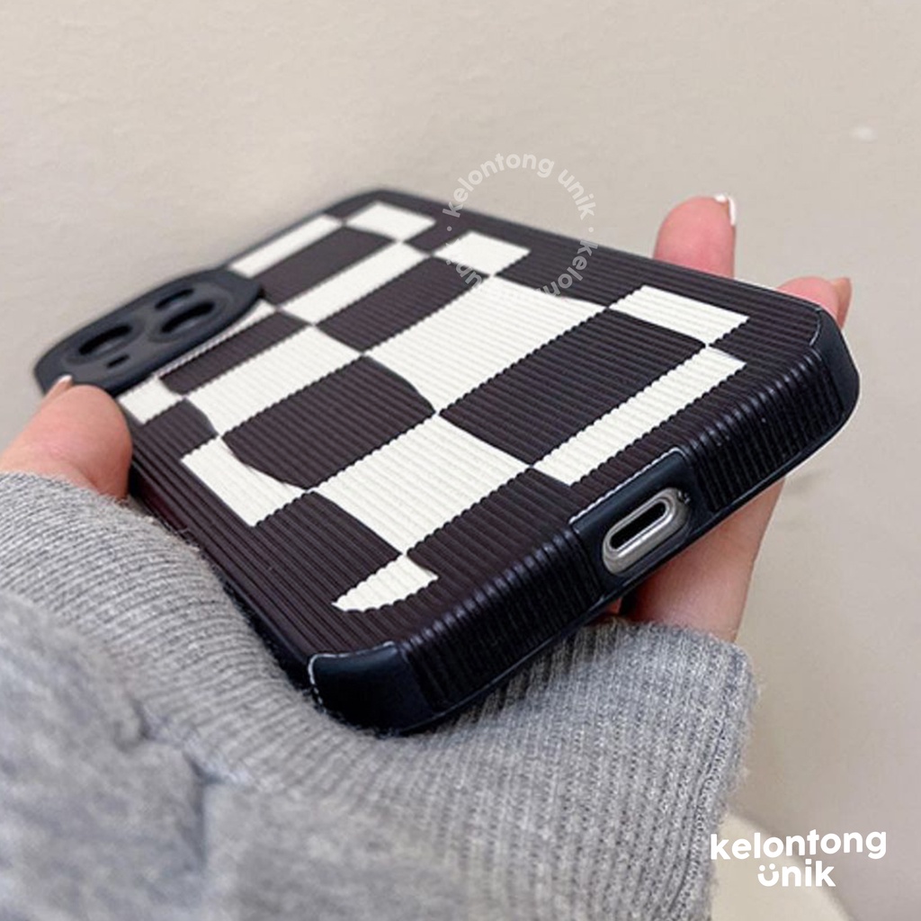 For iPhone - Black White Checkered Case