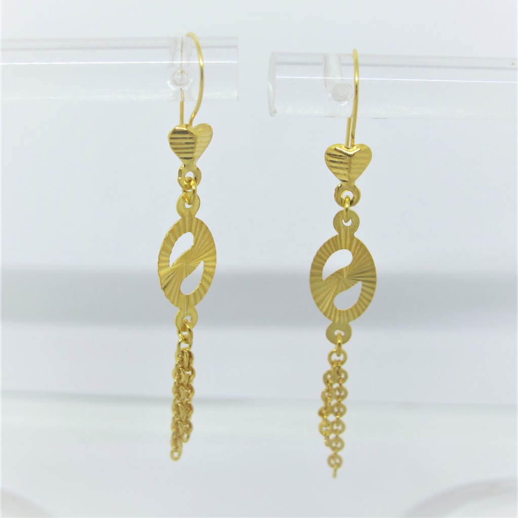 anting anak dan dewasa emas asli kadar 700 70% 16k 22 holo love hati gold gantung panjang giwang kerabu hooks dewasa