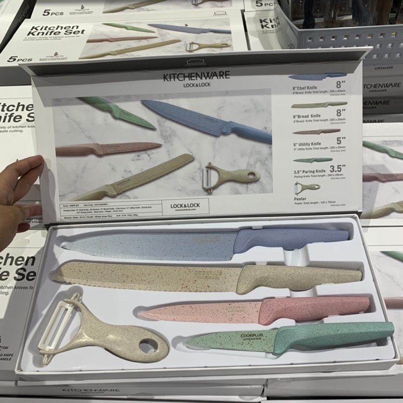 lock&lock cookplus pisau knife set 5pcs kitchenware