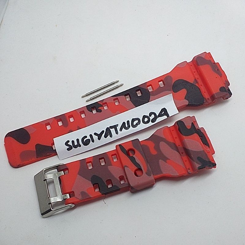TALI STRAP JAM CASIO GSHOCK GA100 / GA-100 / GA 100 MERAH LORENG FREE PEN