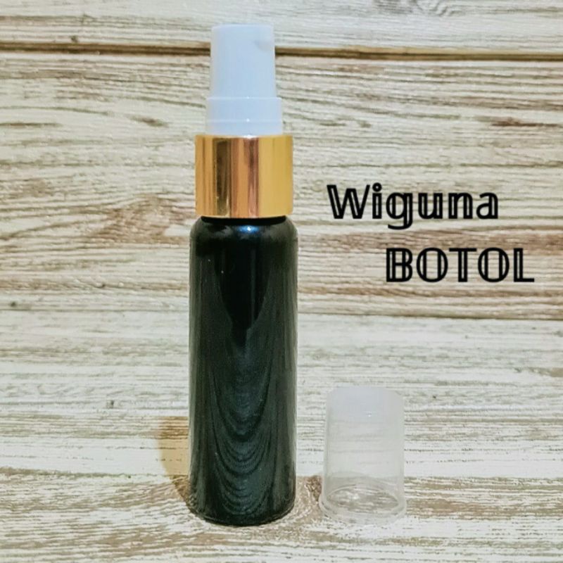 Botol Pump Treatment 30ml Hitam / Botol PET 30ml Hitam Tutup Pump Treatment Ring Alumunium gold