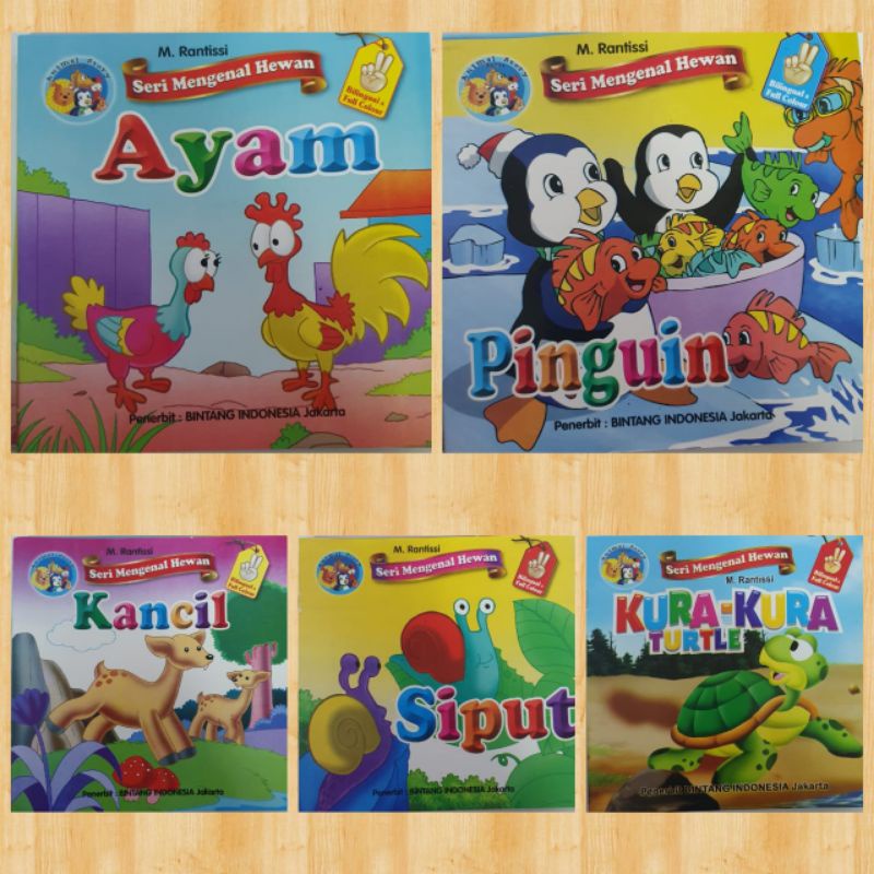 cerita anak bergambar SERI MENGENAL HEWAN bilingual full colour (seri 5 buku)