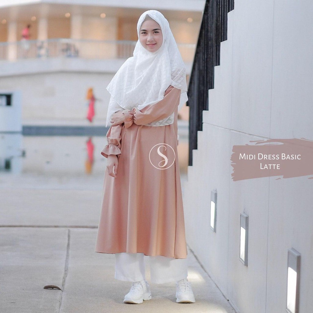 Midi Dress Sunrise Label (Tunik Polos Katun Toyobo Premium Busui)
