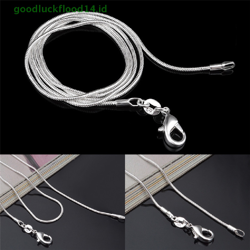 Kalung Rantai Ular 925 Sterling Silver Plated Ukuran 1mm 16 18 20 22 24 Inch