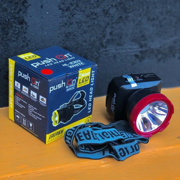 [PROMO] SENTER KEPALA/HEADLAMP PUSH ON HL-2303 CAHAYA 3 WATT BATRAI AWET DAN TAHAN LAMA