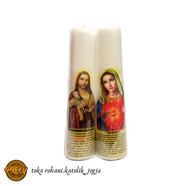 LILIN DOA KATOLIK 20 - 25 CM / LILIN ALTAR / LILIN DOA BESAR / LILIN BERGAMBAR