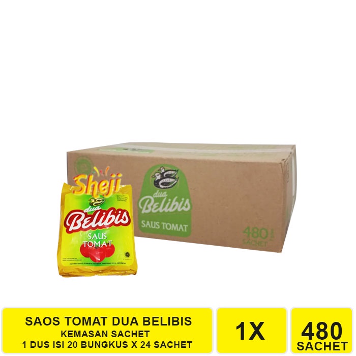 SAOS TOMAT DUA BELIBIS 1 DUS ISI 20 BUNGKUS X 24 SACHET