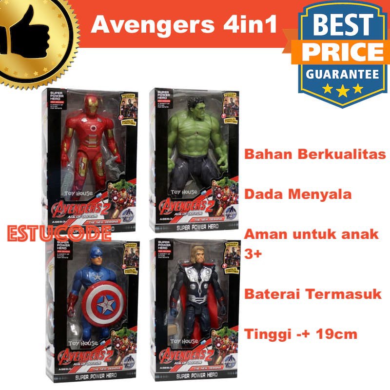 Mainan Anak Robot Action Figure Avenger Iron Man Hulk Thor Captain Amerika Marvel Superhero Grosir