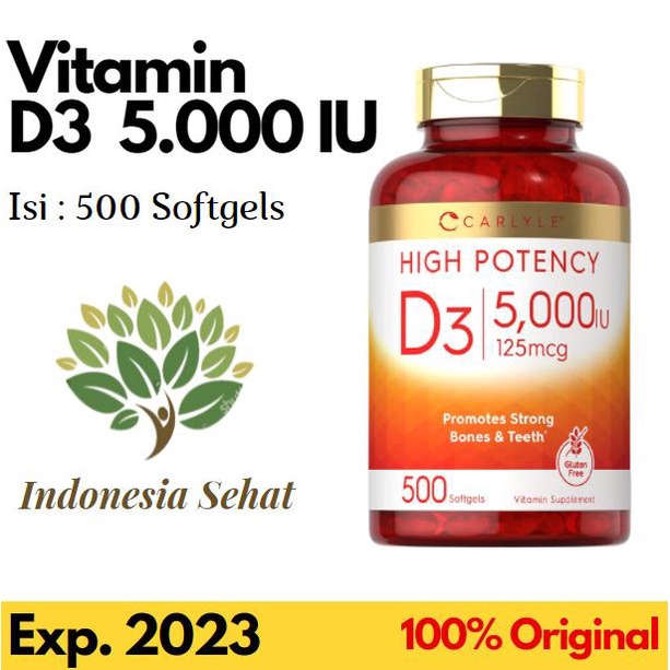 Carlyle High Potency D3 5000iu 5000 IU 500 softgels Vitamin D3 Ori USA Lc
