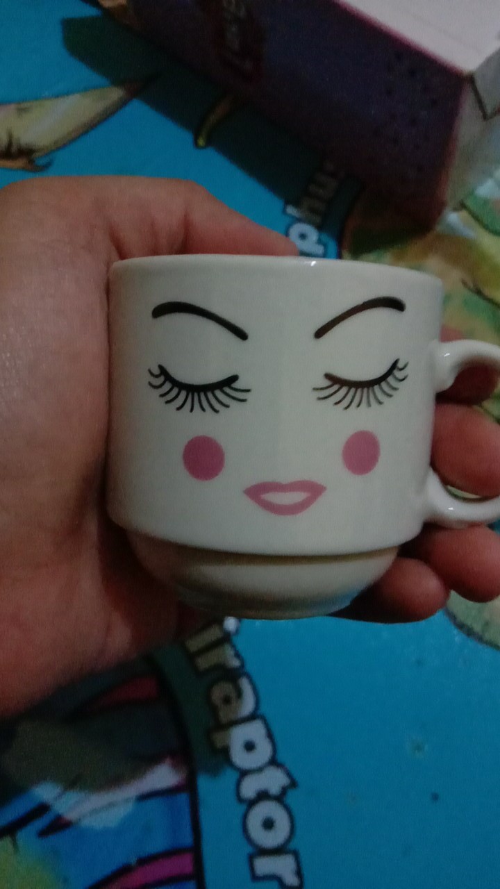 Babee Mug Keramik Set 4 Susun Size S / Cangkir Gelas 4 Susun Banyak Motif / Mug Teh Kopi / Kado Unik