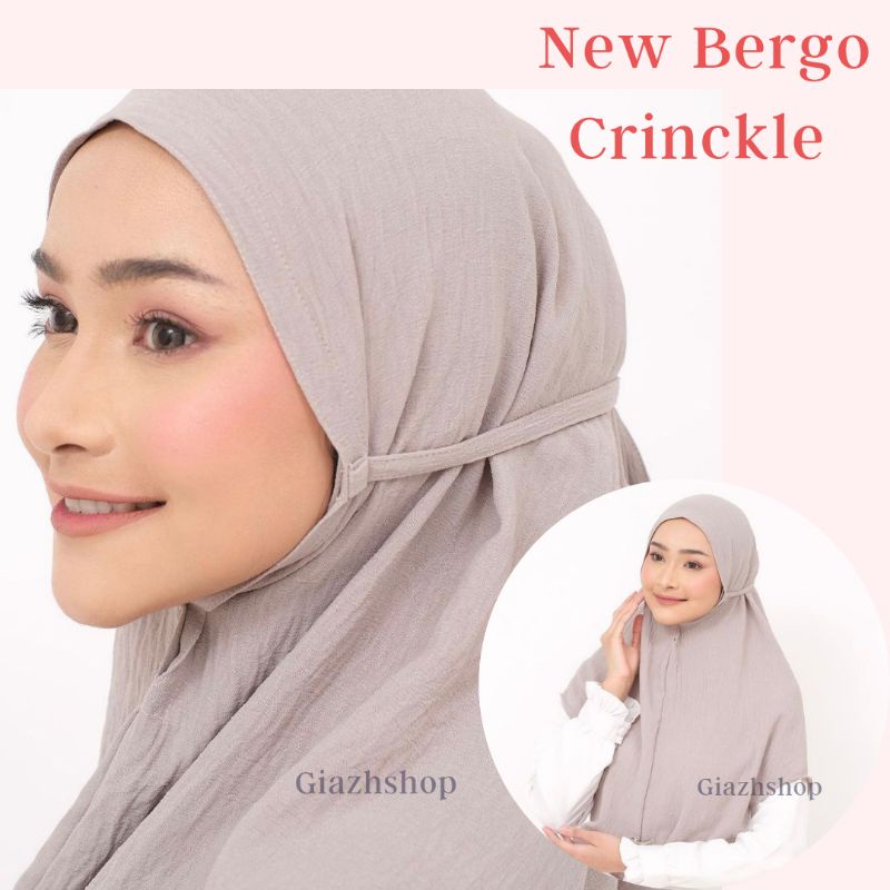New Bergo Crinckle Air Flow anti lecek adem bahan jatuh hijab instan nyaman dan simple di pakai