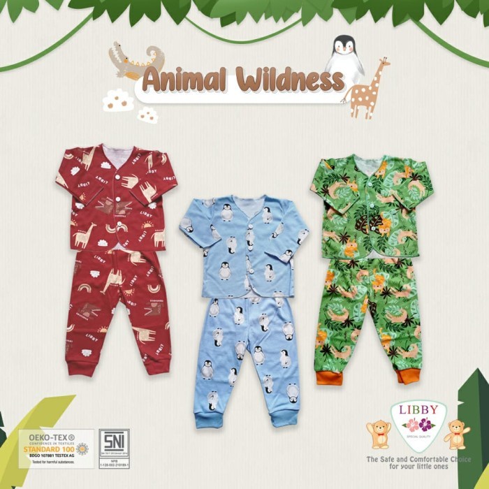 Libby Baby 3Stel Setelan Panjang Kancing Depan - Animal Wildness
