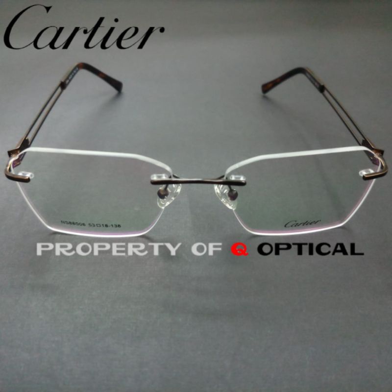 Kacamata Frame Pria Dan Wanita Cartier NS88008-C2 Titanium Rimless Model Elegan