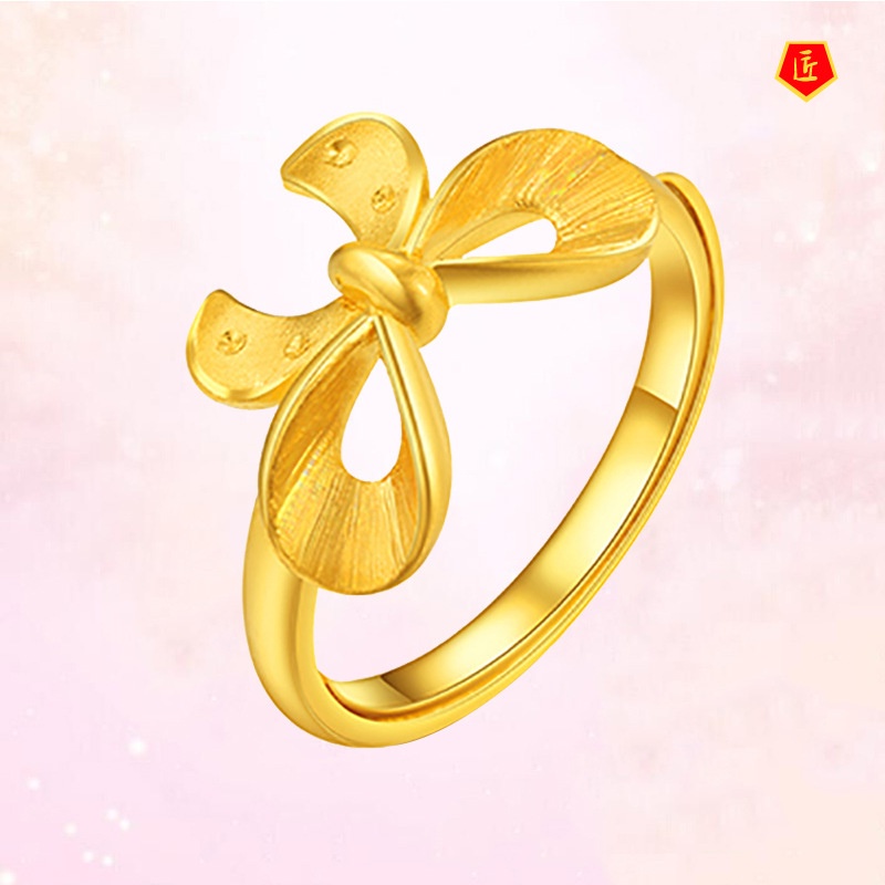 [Ready Stock]Elegant Golden Bow Ring Fashion Personality