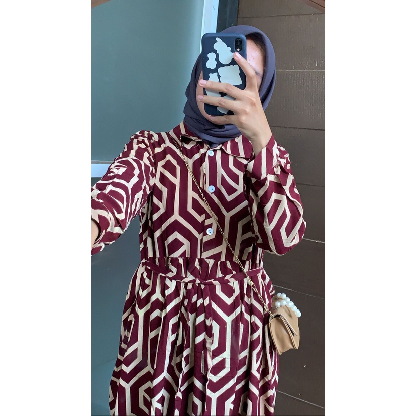 Orimoza Maxi Dress Wanita Rayon Crinkle Busui-MIDI ZAYRA MARUN