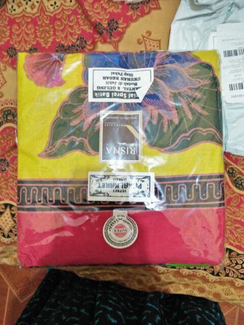 Risna Batik Sprei Tulis Colet 4 Bantal 2 Guling Katun Halus Adem Dingin