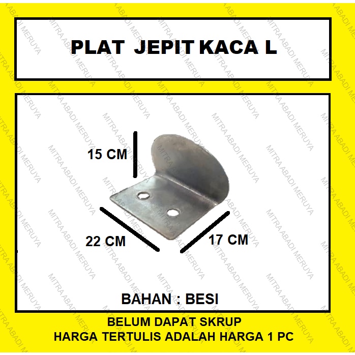 Klem Siku Besi Plat L Plat Jepit Kaca L Penjepit Penahan Kaca Cermin