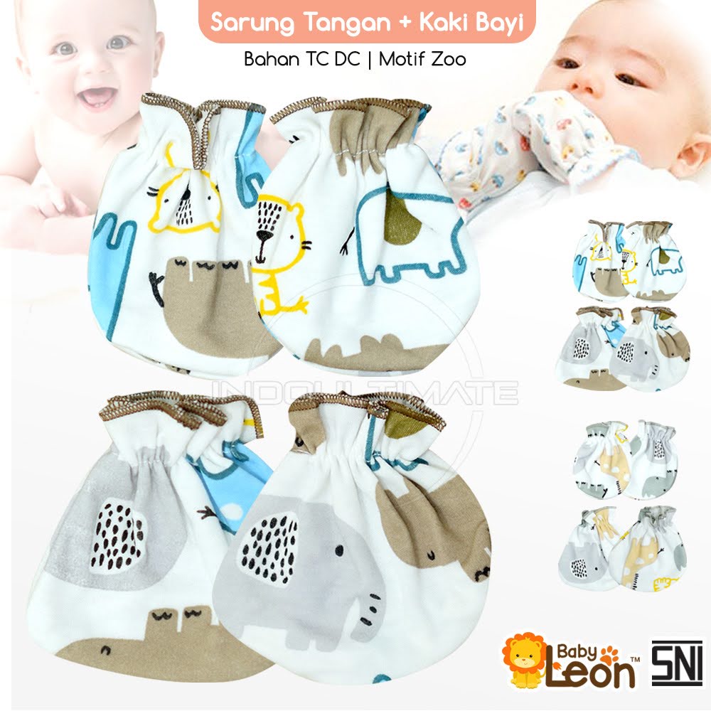 2in1 Sarung Tangan + Sarung Kaki Bayi Newborn BABY LEON DS-121 Sarung Tangan Dan Kaos Kaki Baby New Born Pelindung Tangan dan Kaki Bayi Baru Lahir