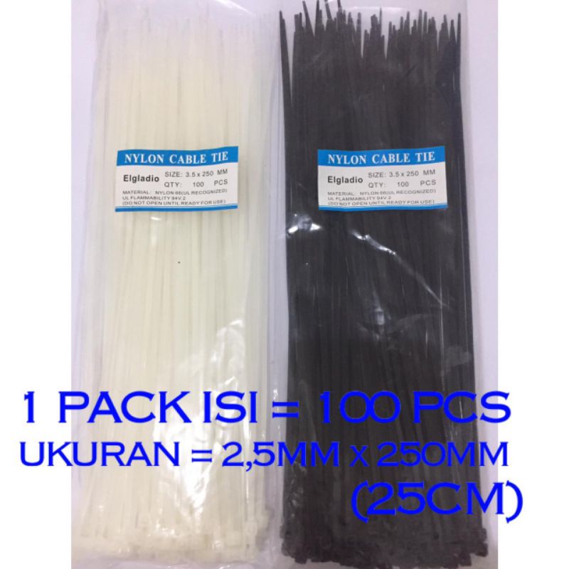 kabel tis, tali ikat fiber serba guna ukuran 2,5mm x 250mm (25cm) = 1 pack