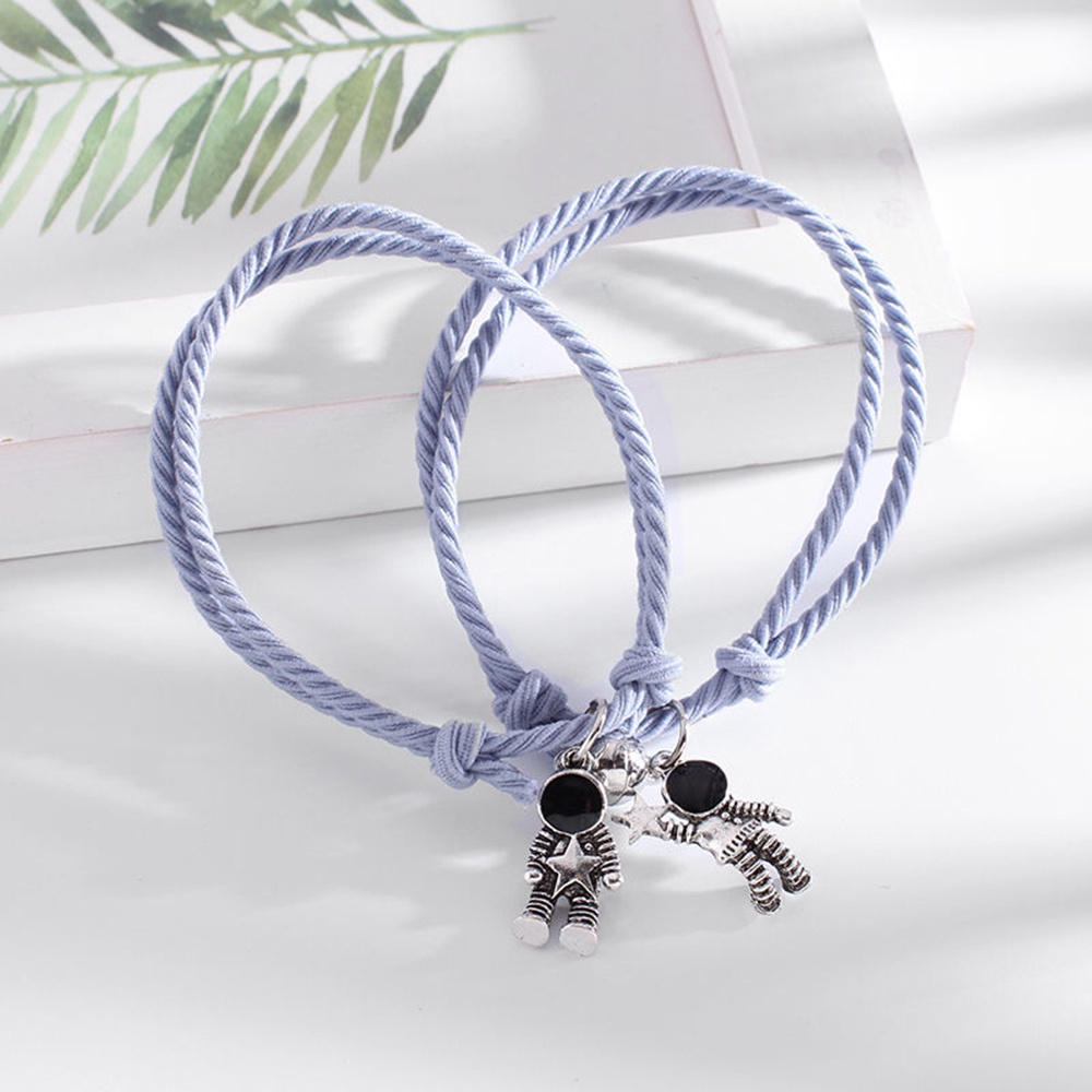 [Harga terendah] 2Pcs Set Gelang Tali Magnet Pria Wanita Teman Pasangan Gadis Hitam | Gaya Tai Chi Astronot Black Couple Bracelet
