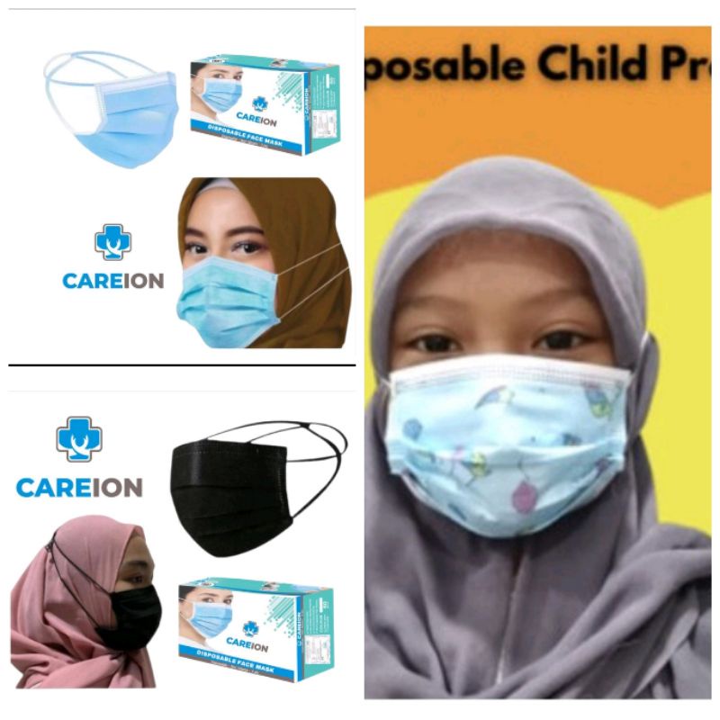 masker hijab headloop 3ply dewasa anak anak