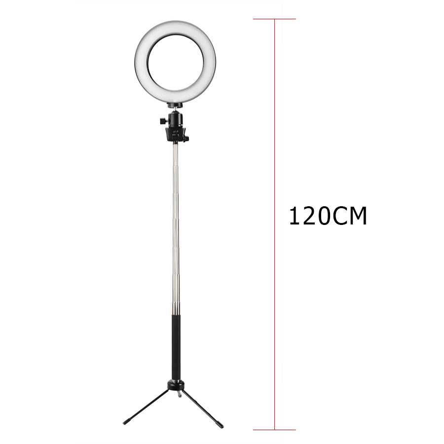 Ring Light 120 LED 26cm Paket Lampu Halo Mini Tripod Monopod Kamera Handphone Holder Vlog