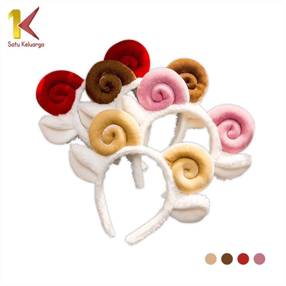 Satu Keluarga Bando Motif Tanduk Domba C490  Headband White Sheep Domba Aries Unik Lucu Bahan Lembut