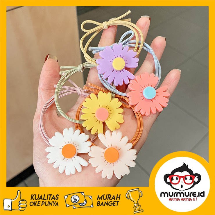 MURMURE.ID | [PILIH WARNA] KARET RAMBUT IMPORT MOTIF BUNGA DAISY IKAT RAMBUT WANITA ALA KOREA HA054-1