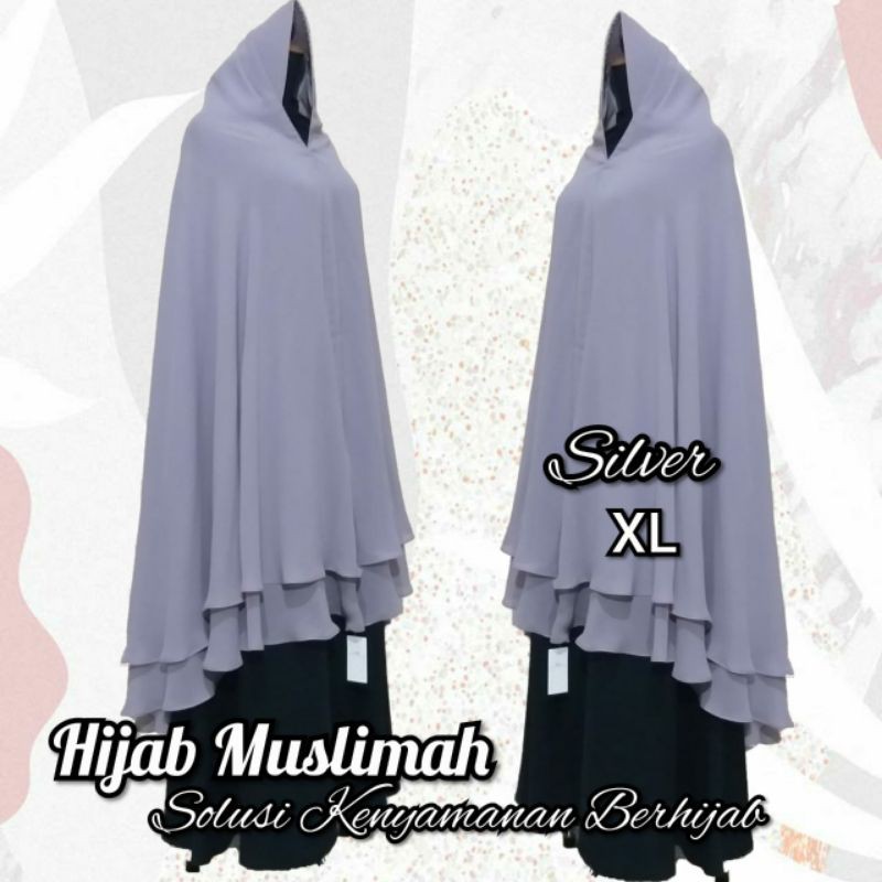 Jilbab  Bergo sifon arab (chiffon silky) 2 layer ukuran jumbo XL by Hijab Muslimah