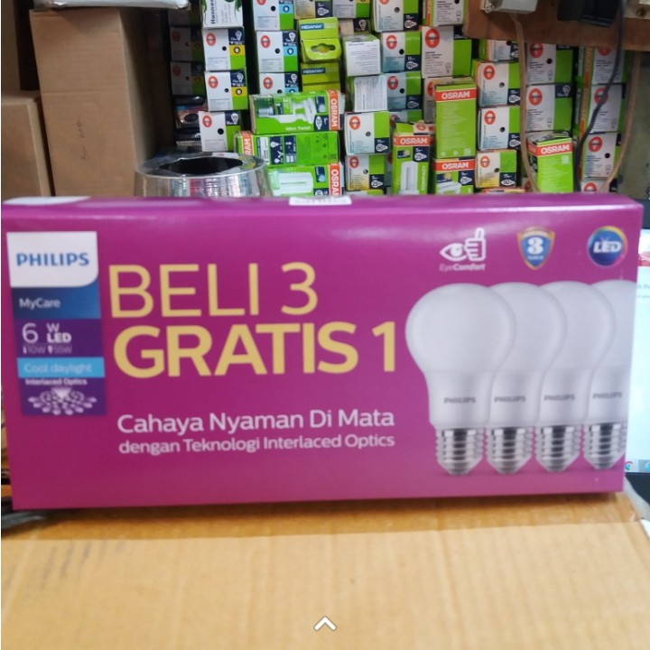 Philips MultiPack MyCare PAKET Led Bulb 6Watt Putih Isi 4 Pcs