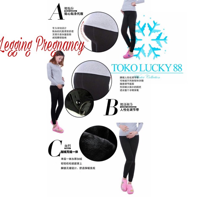 IMPORT Legging Thermal Pregnancy Celana Legging Hamil Mollad Musim dingin snow salju hiking winter