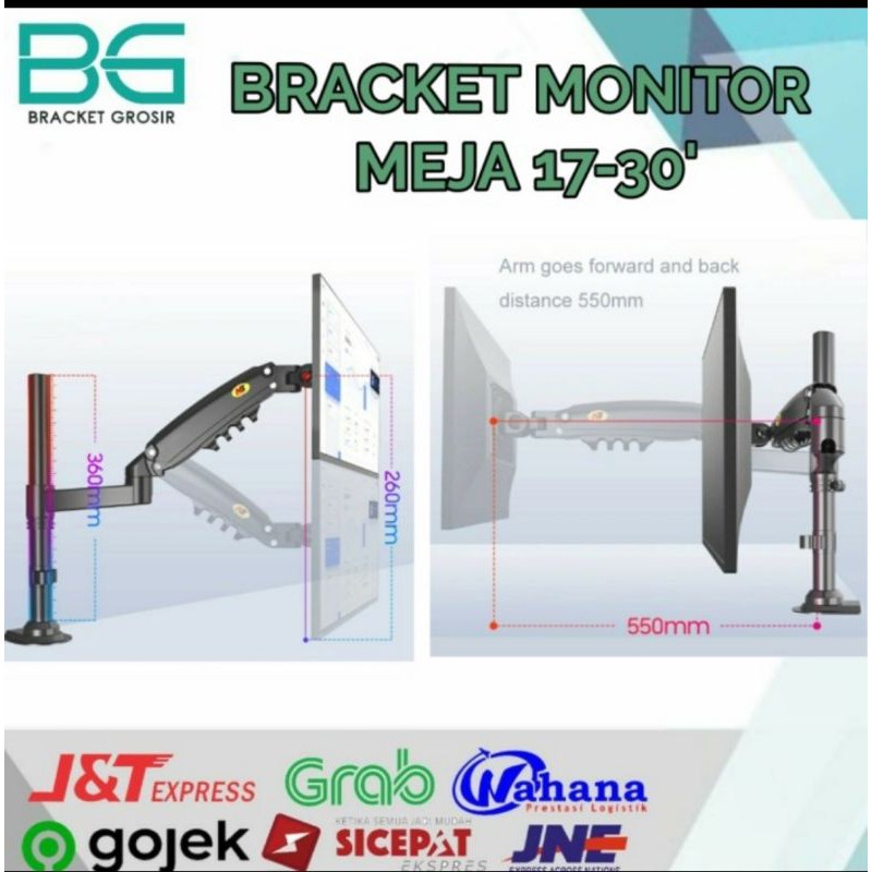 Bracket Braket Breket  Monitor Meja 17&quot;-30&quot; NB H80 Gasspring