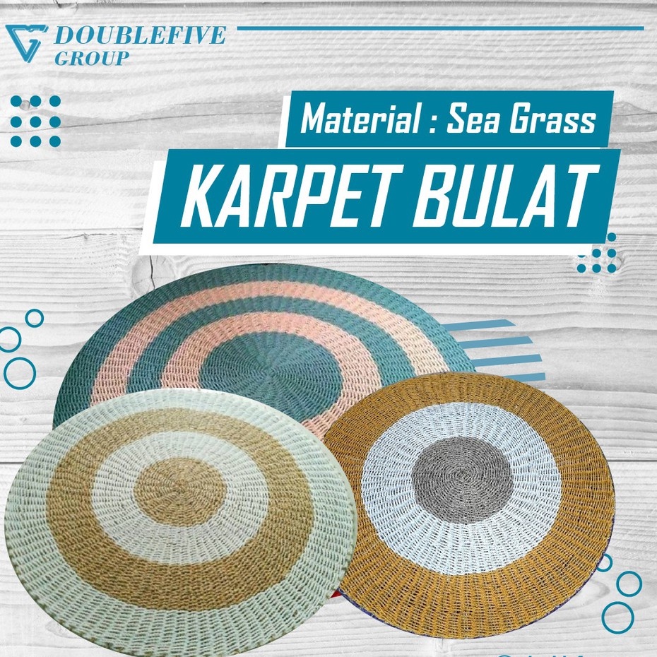 karpet bulat / karpet anyaman seagrass / karpet lantai / rug ukuran 120 cm / tikar bulat