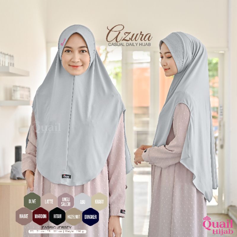 Hijab Instan Bergo Jumbo Jersey Original Jilbab Quail AZURA