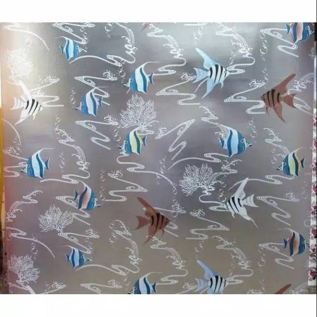 Stiker kaca Sticker kaca sanblas motif ikan Stiker kaca jendela