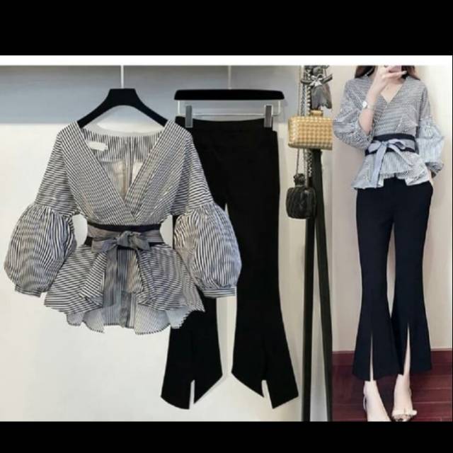Pakaian set wanita, setelan atasan + celana yuri